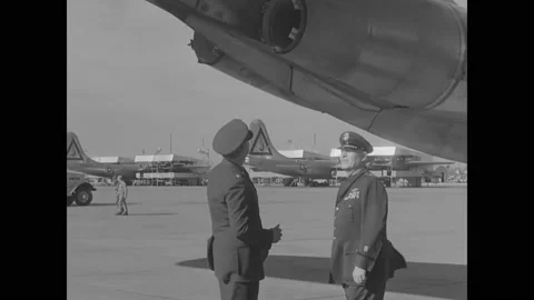1940s - US Army Air Force officers inspect aircrafts at Carswell Air Force Base. Stock Footage 232803317