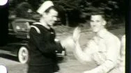 1940S Us Navy Army Sailor Civilian Friend Pals Ww2 Vintage Film Retro Home Movie Stock Footage