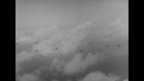 1940s: Views of Japanese planes in air. Stock Footage