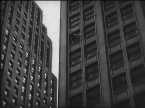 1940s -A window washer washes window on ... | Stock Video | Pond5