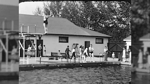 1940s Women Sports Dive Divers Into Pool... | Stock Video | Pond5