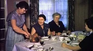 1940S Women Ww2 Family Meal Holiday Thanksgiving Dinner Vintage Film Home Movie  Stock Footage