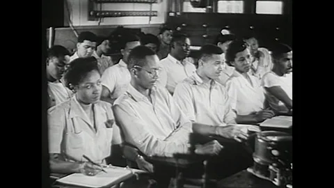 1940s WW2 African American Black Students Segregation Vintage Film Movie Видео 123555342