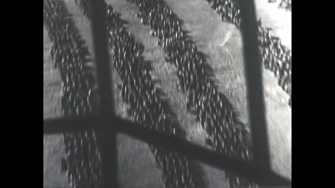 1941 Eastern Front, aerial shows columns of Soviet prisoners in German hands. Stock Footage 257450837