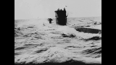1941 - German U-Boats torpedo American ships, which are delivering war supplies Stock Footage