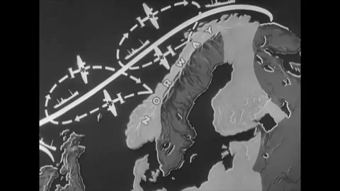 1941 - The Luftwaffe attacks US Navy and Merchant Marine ships bringing supplies Stock Footage 124179303