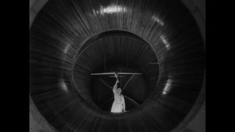 1941 - Scientists use scale models and wind tunnels to conduct aviation research Stock Footage 130816652