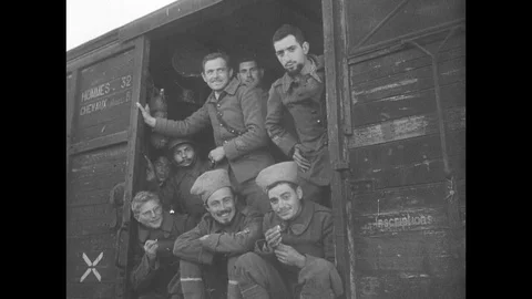 1941-Troop / Train / France / 1941 Stock Footage