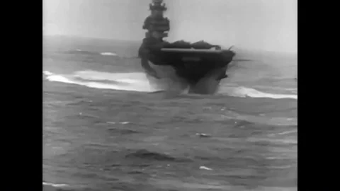 1942 - Colonel Doolittle commands a task force on an aircraft carrier bound for Video stock 88897348