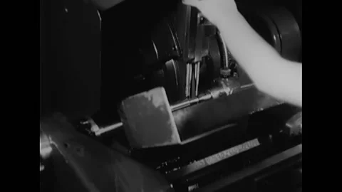 1942 - A woman operates an Excello Thread Grinder at a supercharger plant, Stock Footage 238634020
