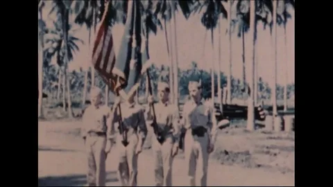 1943 - A 5th Air Force fighter command general decorates airmen of the 36th Stock Footage 83103897