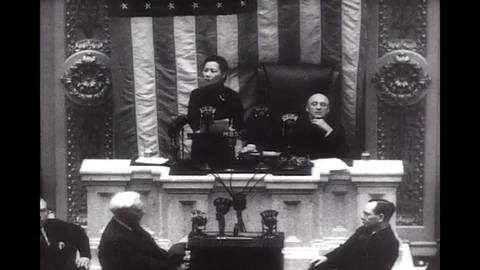 1943-Chiang Kai-Shek congressional address Stock Footage