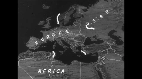 1943-Map / Axis Powers / Europe / 1943 Stock Footage 77834771