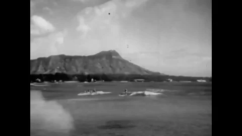 1943 - Marines use machine guns, hand grenades, and flamethrowers to attack Stock Footage