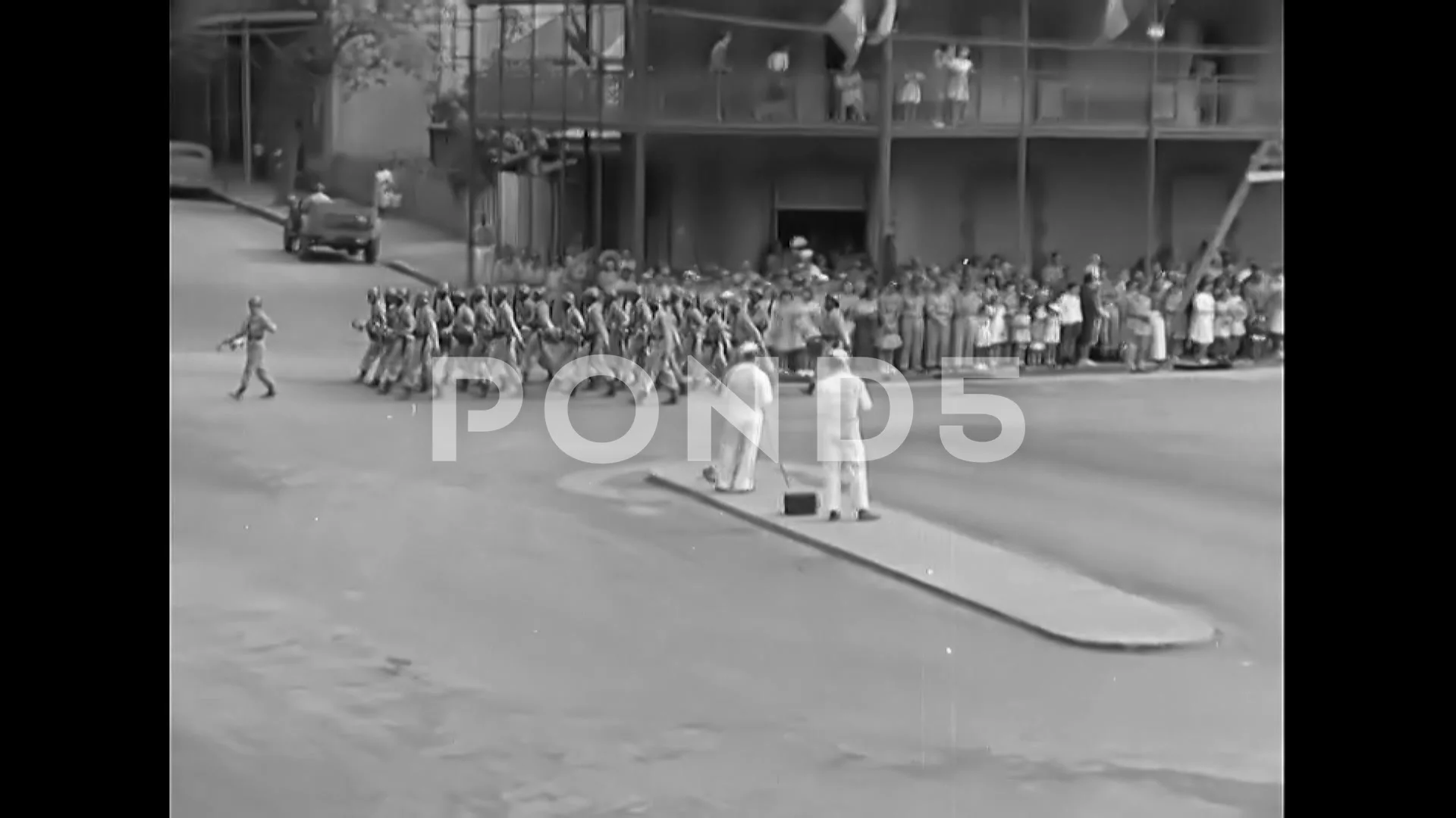 1943 Soldiers march in an Armistice Day parade in Noumea New Caledonia women