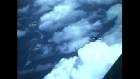 1943 - A student pilot flying in a Bell P-39 Airacobra fighter aircraft Stock Footage