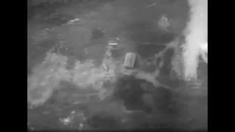 1943 - US Army Air Force C-47s fly over burning Japanese installations in Burma, Stock Footage 159147640