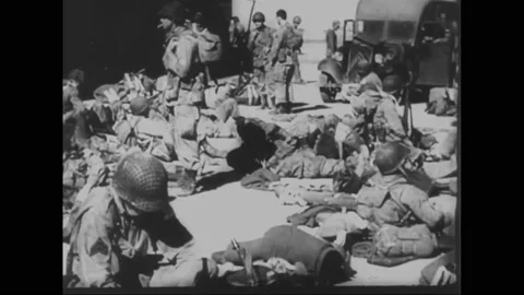 1943 - US Army Air Force paratroopers land in Algeria and are connected with Stock Footage 234418266