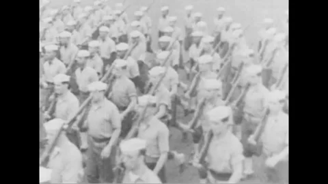 1943 USA COAST GUARD TRAINING - 1943: Depicts a full-dress marching review of Видео 339216023