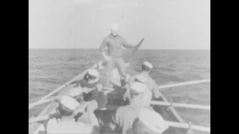 1943 USA COAST GUARD TRAINING - 1943: Depicts a boat-handling or rng drill at Vidéo 339216046