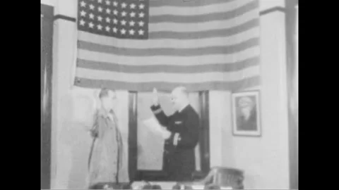 1943 USA COAST GUARD TRAINING - 1943: Shows an oath-taking or induction Stock Footage 339216065