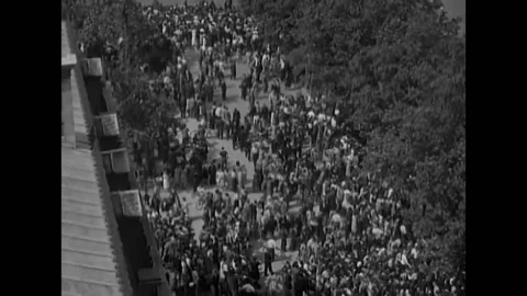 1944 - After sniper fire during a victory parade in Paris Red cross workers are Stock Footage 234539104