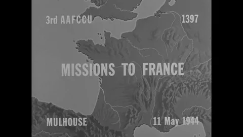 1944 - A camera strapped to a US bomber captures the action as freight yards in Stock Footage 83132971