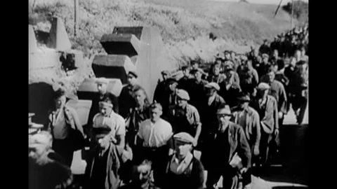 1944 - Foreign laborers and Germans eat, mine coal and work in war plants Stock Footage 143855134