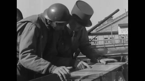 1944 - General Jacques-Philippe Leclerc drives through the streets if Paris with Stock Footage 232893438