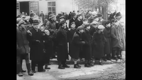 1944 - German civilians cheer on troops ... | Stock Video | Pond5