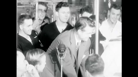 1944 - Red Skelton asks viewers to buy war bonds from Bethesda, where he is Stock Footage 115802848