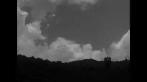 1944 - Shots of supply planes dropping supplies on parachutes in a wooded area Stockbeeldmateriaal 217382922