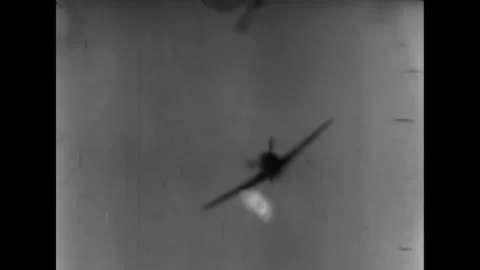 1944 - US Army Air Force planes shoot down Luftwaffe Focke-Wulf 190s and Stock Footage 226613585