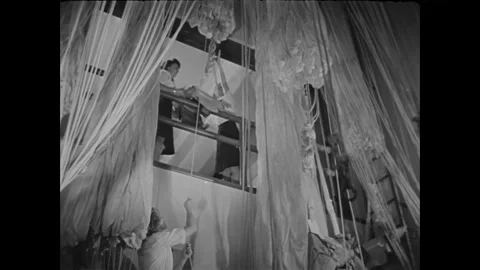 1944 - A US Navy WAVE demonstrates the bounce and curl exercise ideal for those Stock Footage 166832695