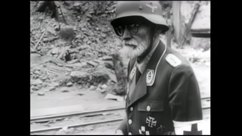1945 AFTERMATH BATTLE OF BERLIN | CAPTURED GERMAN SOLDIERS SURRENDER Stock Footage 287625089