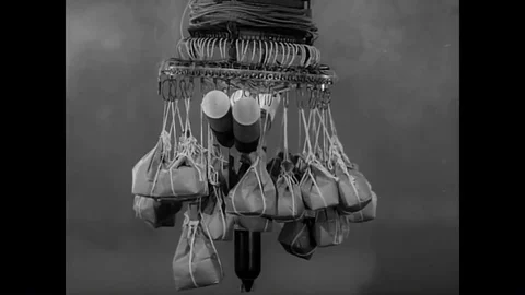 1945 - An American sailor explains how a Japanese paper balloon bomb changes Stock Footage 89578133