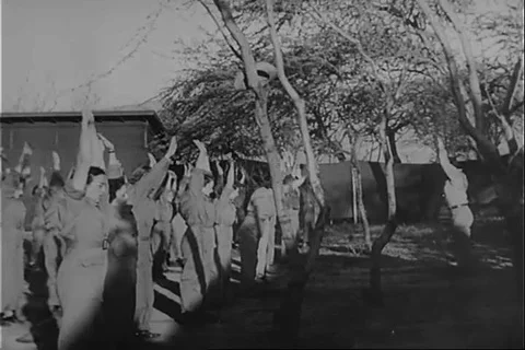 1945 - Army nurses go through boot camp basic training before they are cleared Video stock 99672337