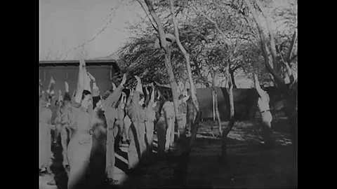 1945 - Army nurses go through boot camp basic training before they are cleared Stock Footage 132203306