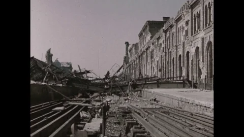 1945-Berlin Potsdamer Bahnhof / War Damage / End of War / 1945 Stock Footage