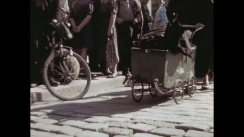1945-Berlin / Refugee / Hand Cart / 1945 Stock Footage