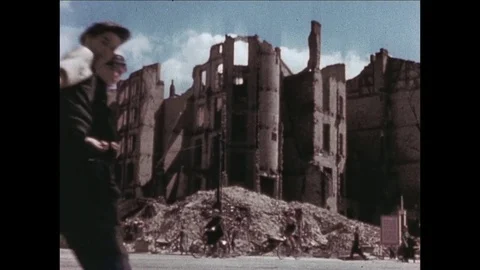 1945-Berlin / Ruin / Civilian / 1945 Stock Footage