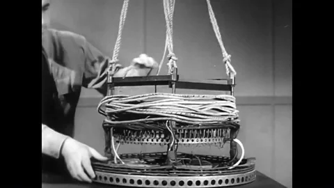1945 - A close-up look at the underside of a Japanese paper balloon bomb Stock Footage 89578146