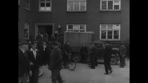 1945-Displaced Person Camp / Essen / Germany / 1945 Stock Footage