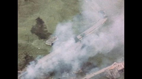 1945-Field / Fire / Germany / Aerial / 1945 Stock Footage