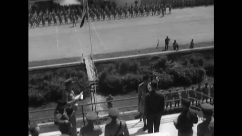 1945 - General Clark decorates men and officers of the 6th South African Stock Footage 232893551