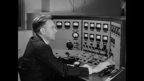 1945 - General Groves and Doctors Lawrence, Bush, and Tolman are introduced as Stock Footage 131172284
