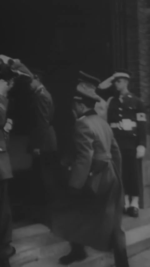 1945 - General Jodl signs surrender documents on behalf of Nazi Germany. Stock Footage 287582292
