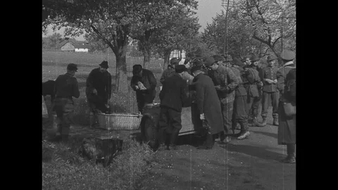 1945-German Prisoner of War / End of War / Germany / 1945 Stock Footage
