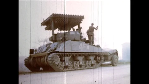 1945-G.I. / Military Convoy / Germany / Mar 24, 1945 Stock Footage