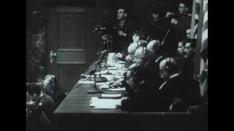 1945 - Hermann Goering declares himself not guilty at the Nuremberg Trials Stock Footage 110347919